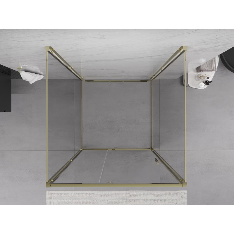 Mexen Exo-R 3S cabina de duș cu 3 pereți batantă 90 x 90 cm, transparentă, aurie - 819-090-090-50-00-3S