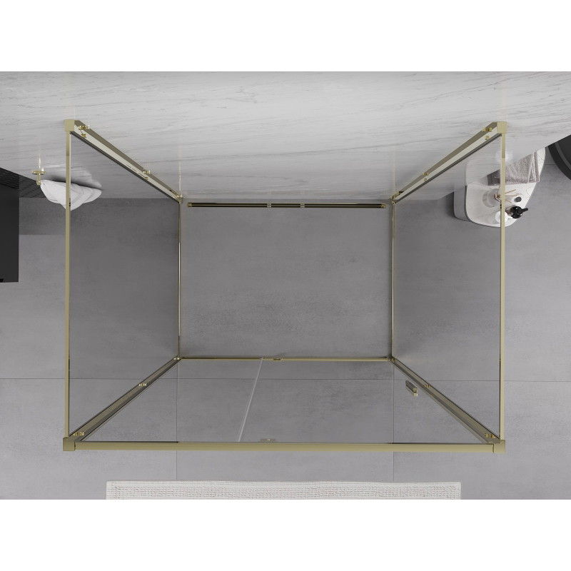 Mexen Exo-R 3S cabina de duș cu 3 pereți batantă 90 x 95 cm, transparentă, aurie - 819-090-095-50-00-3S