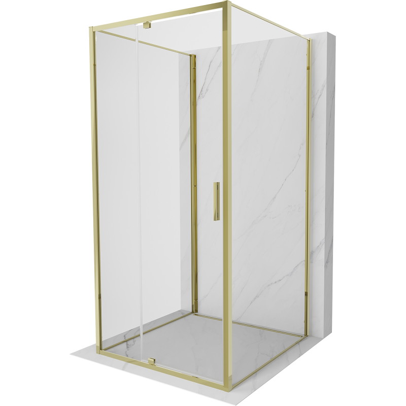 Mexen Exo-R 3S cabina de duș cu 3 pereți, pivotantă, 95 x 95 cm, transparentă, aurie - 819-095-095-50-00-3S