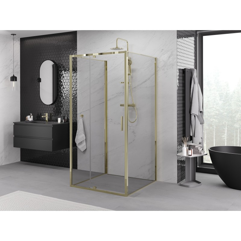 Mexen Exo-3S cabina de duș cu 3 pereți, 95 x 95 cm, transparentă, aurie - 819-095-095-50-00-3S