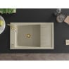 Mexen Elias chiuvetă de granit cu 1 compartiment cu scurgător 795 x 480 mm, bej, sifon auriu - 6511791005-69-G