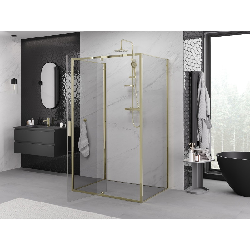 Mexen Exo-R 3S cabina de duș cu 3 pereți rabatabili 115 x 95 cm, transparentă, aurie - 819-115-095-50-00-3S