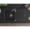 Mexen Leo gránit mosogató egy rekeszes csepegtetővel 900 x 500 mm, fekete/ezüst metál, króm szifon - 6501901010-73