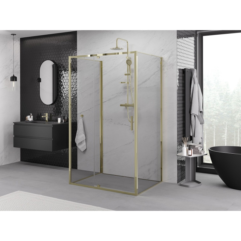 Mexen Exo-R 3S cabina de duș 3 pereti pivotantă 135 x 100 cm, transparentă, aurie - 819-135-100-50-00-3S