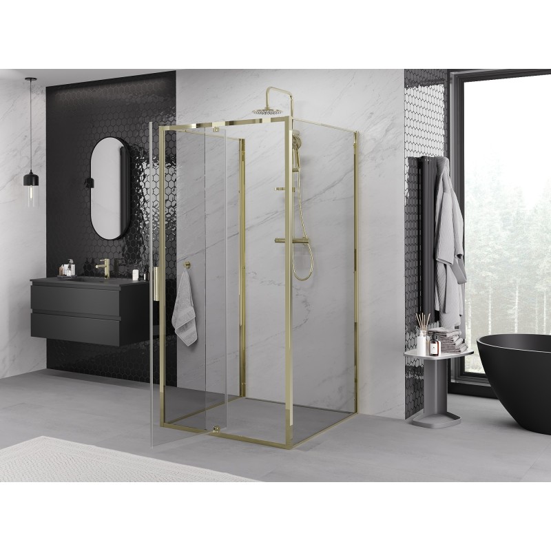 Mexen Exo-3S cabină de duș rabatabilă cu 3 pereți 120 x 120 cm, transparentă, auriu - 819-120-120-50-00-3S