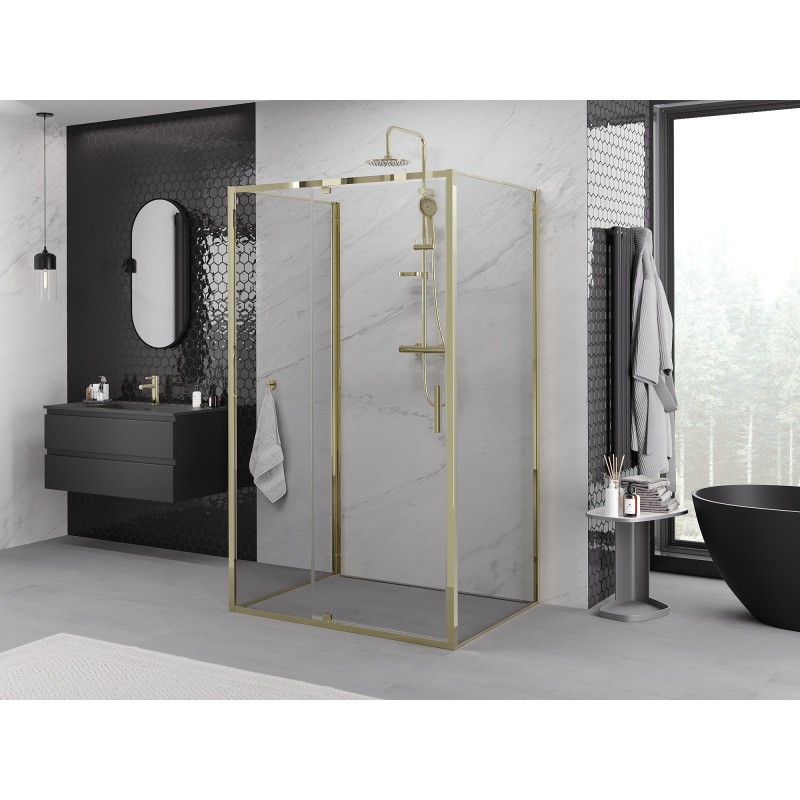 Mexen Exo-3S 3 oldalas, nyíló zuhanykabin 155 x 120 cm, átlátszó, arany - 819-155-120-50-00-3S