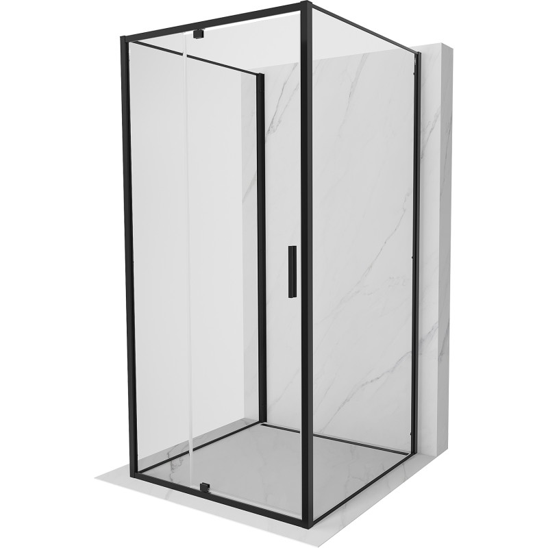 Mexen Exo-R 3S 3-falú, nyitható zuhanykabin 110 x 110 cm, átlátszó, fekete - 819-110-110-70-00-3S