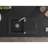 Mexen Pablo chiuvetă din granit cu 1 compartiment cu picurător 752 x 436 mm, Neagră/Argintiu metalic - 6510751010-73