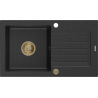 Mexen Pablo chiuvetă din granit cu 1 compartiment și scurgător 752 x 436 mm, negru/argintiu metalic, sifon auriu - 6510751010-7?