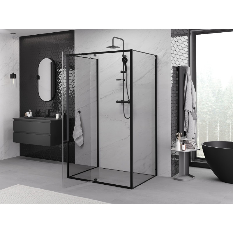 Mexen Exo-R 3S cabină de duș cu 3 pereți, rabatabilă, 115 x 85 cm, transparentă, neagră - 819-115-085-70-00-3S
