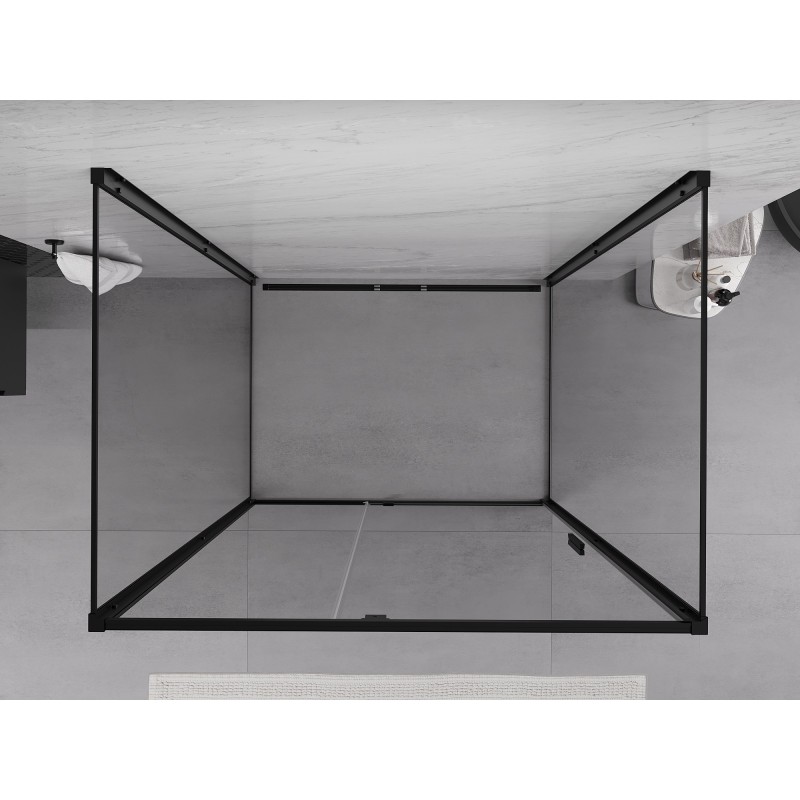 Mexen Exo-3S 3-falú zuhanykabin 145 x 85 cm, áttetsző, fekete - 819-145-085-70-00-3S