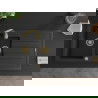 Mexen Andres chiuvetă din granit 1,5 cuve cu scurgător 1000 x 500 mm negru/metalizat argintiu, sifon auriu - 6515101510-73-G