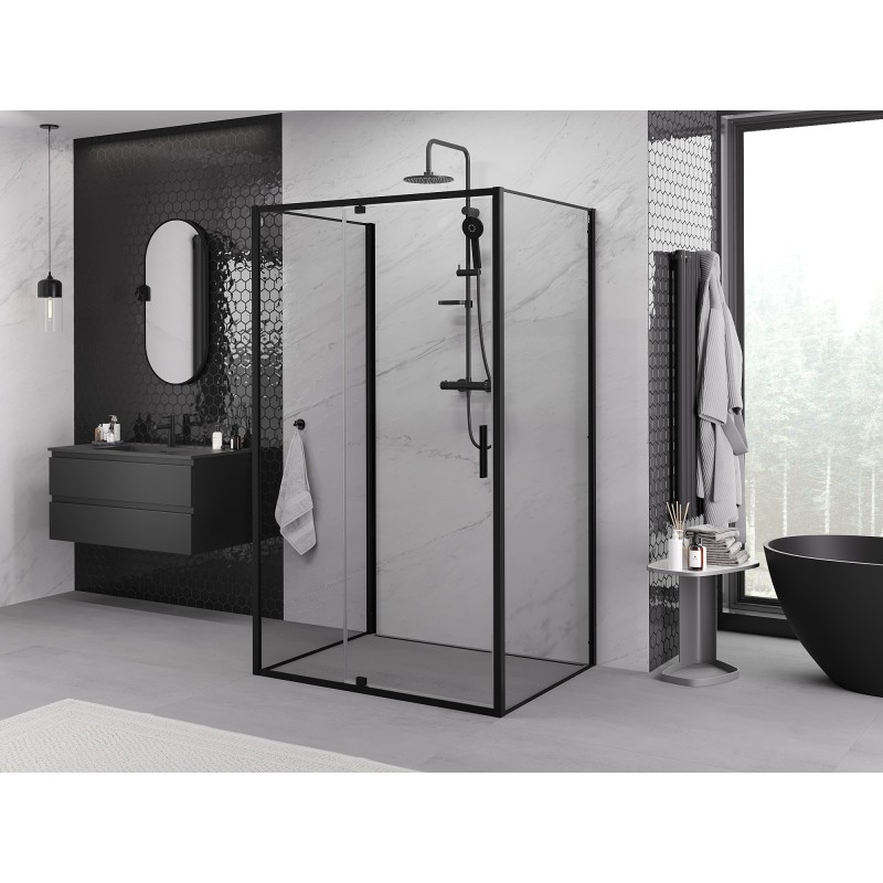 Mexen Exo-3S cabina de duș cu 3 pereți, pivotantă, 110 x 100 cm, transparentă, neagră - 819-110-100-70-00-3S