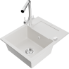 Chiuveta de granit Mexen Enzo cu 1 compartiment cu scurgător și baterie de bucătărie Duero, alb - 6506-20-671600-00