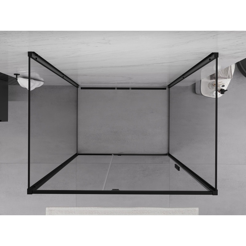 Mexen Exo-R 3S 120 x 110 cm-es, 3 oldalas, nyíló zuhanykabin, átlátszó, fekete - 819-120-110-70-00-3S