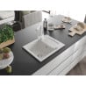 Mexen Enzo chiuvetă de granit cu 1 compartiment și scurgător și baterie de bucătărie Duero, alb - 6506-20-671600-20