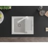 Mexen Enzo chiuvetă de granit cu 1 compartiment și scurgător și baterie de bucătărie Duero, alb - 6506-20-671600-20