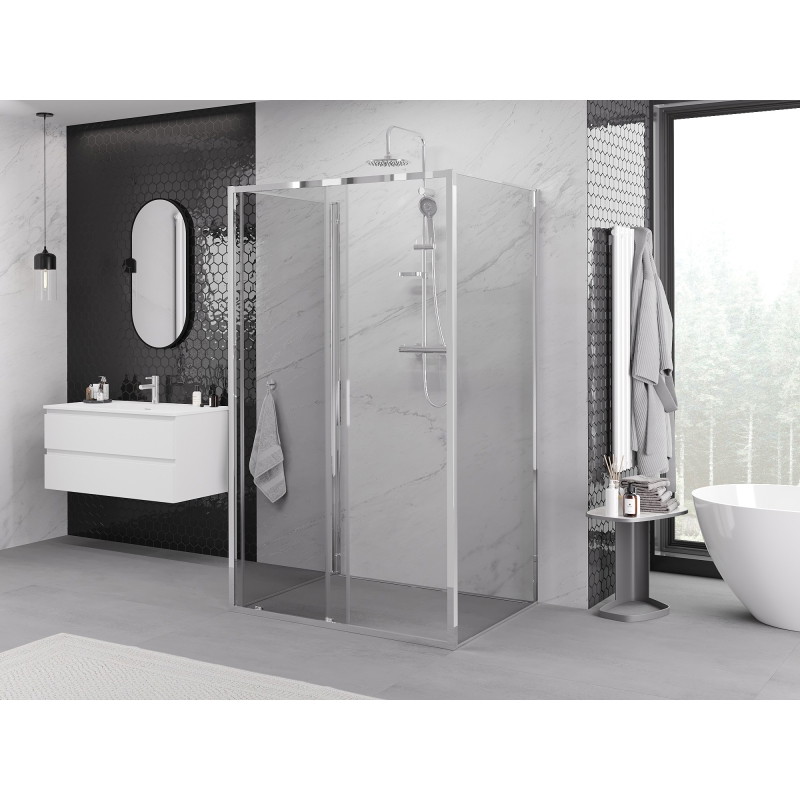 Mexen Exo-S 3S cabina de duș cu 3 pereți glisanți 160 x 80 cm, transparentă, crom - 8151-160-080-01-00-3S