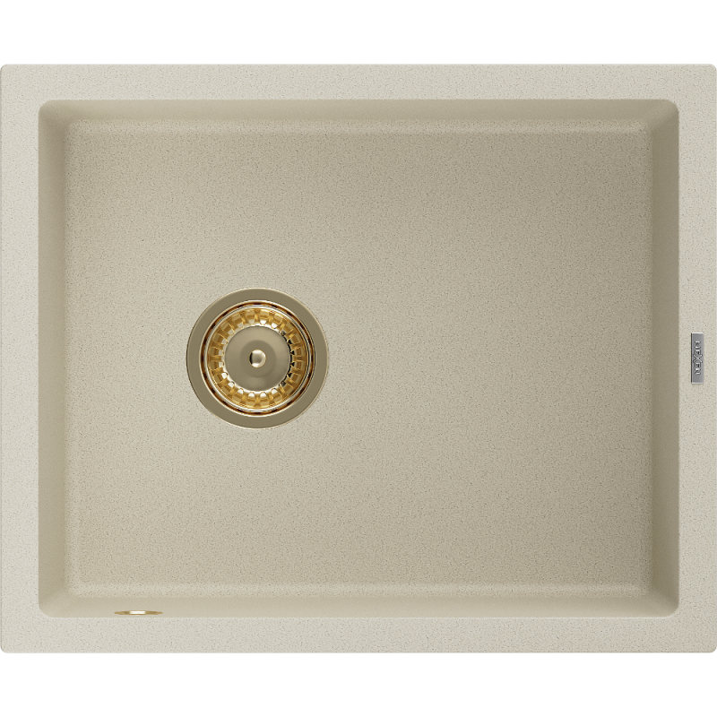 Mexen Pedro chiuvetă granit 1-cameră 560 x 460 mm, bej, sifon auriu - 6508561000-69-G