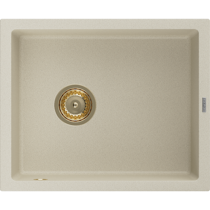 Mexen Pedro gránit mosogató 1-medencés 560 x 460 mm, bézs, arany szifon - 6508561000-69-G