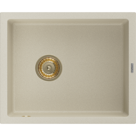 Mexen Pedro chiuvetă de granit cu 1 compartiment 560 x 460 mm, Bej, sifon Auriu - 6508561000-69-G
