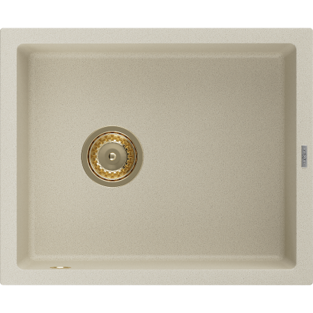 Mexen Pedro gránit mosogató 1-medencés 560 x 460 mm, bézs, arany szifon - 6508561000-69-G