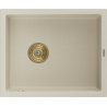 Mexen Pedro chiuvetă de granit cu 1 cuvă 560 x 460 mm, bej, sifon auriu - 6508561000-69-G