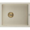 Mexen Pedro egymedencés gránit mosogatótálca 560 x 460 mm, bézs, arany szifon - 6508561000-69-G