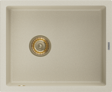 Mexen Pedro chiuvetă de granit cu 1 cuvă 560 x 460 mm, bej, sifon auriu - 6508561000-69-G