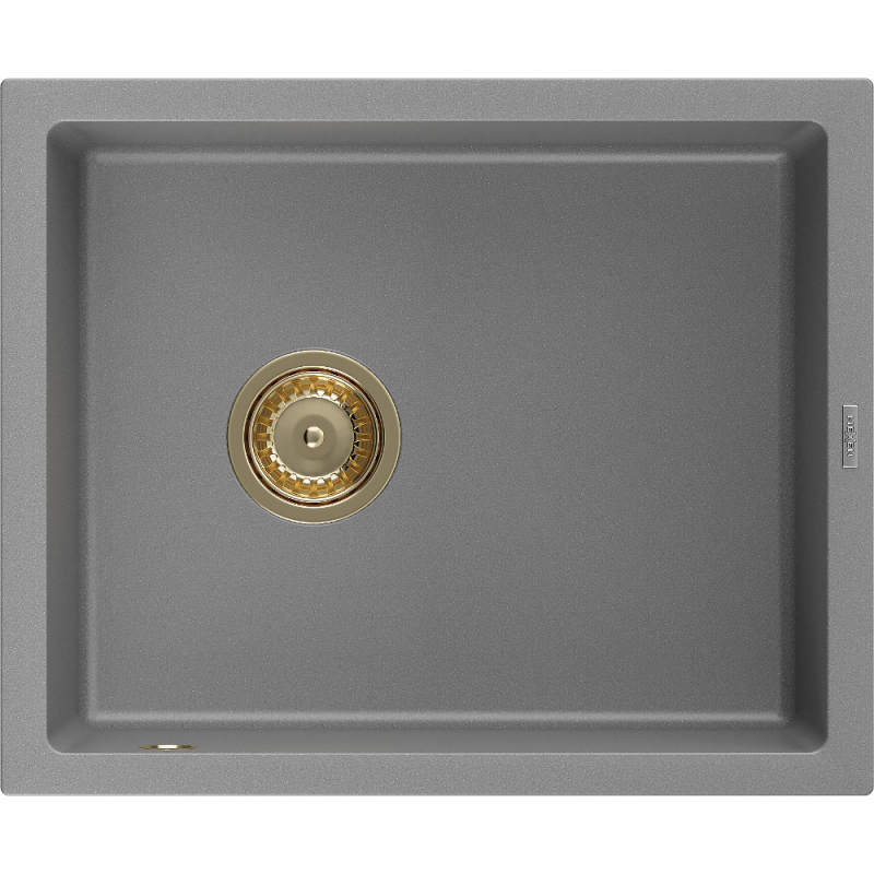 Mexen Pedro gránit mosogató 1-medencés 560 x 460 mm, szürke, arany szifonnal - 6508561000-71-G