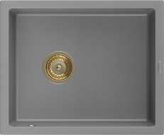 Mexen Pedro 1-medencés gránit mosogató 560 x 460 mm, Szürke, szifon Arany - 6508561000-71-G