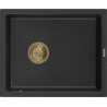 Mexen Pedro chiuvetă din granit cu 1 compartiment 560 x 460 mm, negru/metalizat argintiu, sifon auriu - 6508561000-73-G
