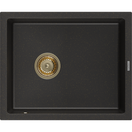 Mexen Pedro chiuvetă de granit cu 1 compartiment 560 x 460 mm, Neagră/Auriu metalic, sifon Auriu - 6508561000-75-G