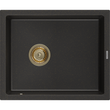 Mexen Pedro chiuvetă de granit cu 1 compartiment 560 x 460 mm, negru/auriu metalizat, sifon auriu - 6508561000-75-G