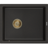 Mexen Pedro chiuvetă de granit cu 1 compartiment 560 x 460 mm, Neagră/Auriu metalic, sifon Auriu - 6508561000-75-G