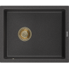 Mexen Pedro chiuvetă de granit cu 1 compartiment 560 x 460 mm, Neagră picățele, sifon Auriu - 6508561000-76-G