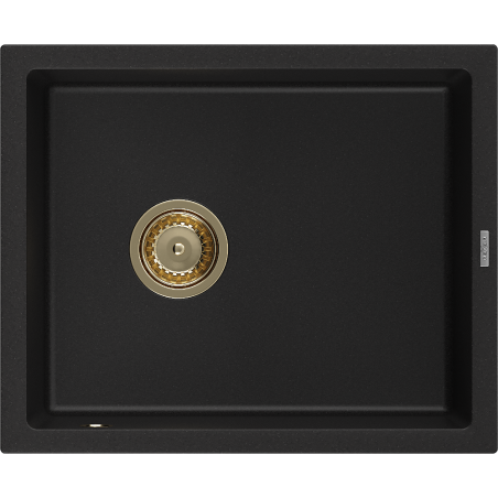 Mexen Pedro 1 kamrás gránit mosogató 560 x 460 mm, fekete, arany szifon - 6508561000-77-G