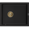 Mexen Pedro chiuvetă de granit cu 1 compartiment 560 x 460 mm, Neagră, sifon Auriu - 6508561000-77-G