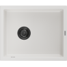 Mexen Pedro chiuvetă de granit cu 1 compartiment 560 x 460 mm, Albă, sifon Neagră - 6508561000-20-B
