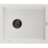 Mexen Pedro chiuvetă de granit cu o cuvă, 560 x 460 mm, albă, sifon negru - 6508561000-20-B
