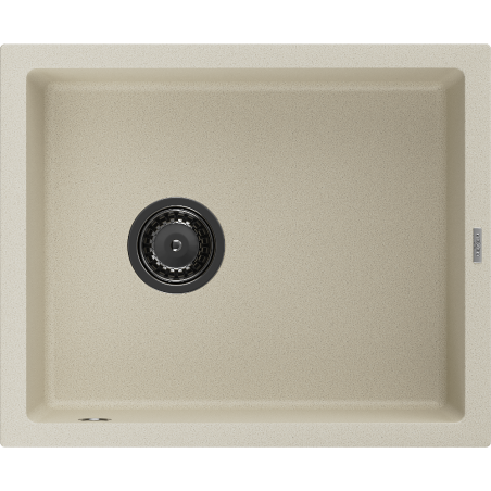 Mexen Pedro chiuvetă de granit cu 1 compartiment 560 x 460 mm, Bej, sifon Neagră - 6508561000-69-B