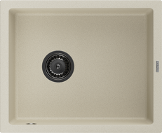 Mexen Pedro egymedencés gránit mosogató 560 x 460 mm, bézs, fekete szifon - 6508561000-69-B