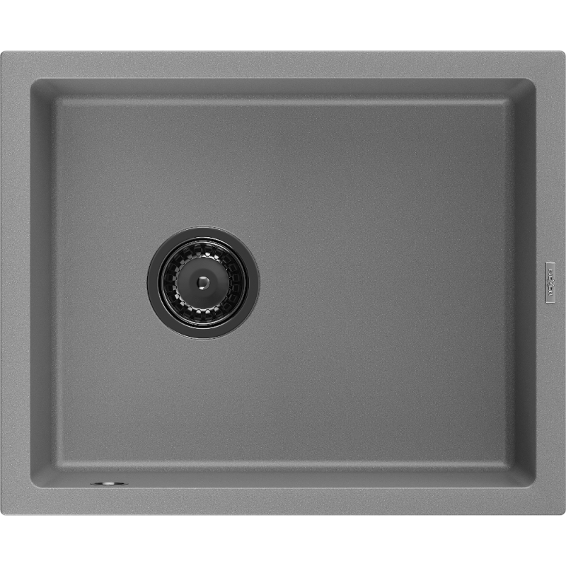 Mexen Pedro chiuvetă de bucătărie din granit cu 1 compartiment 560 x 460 mm, gri, sifon negru - 6508561000-71-B