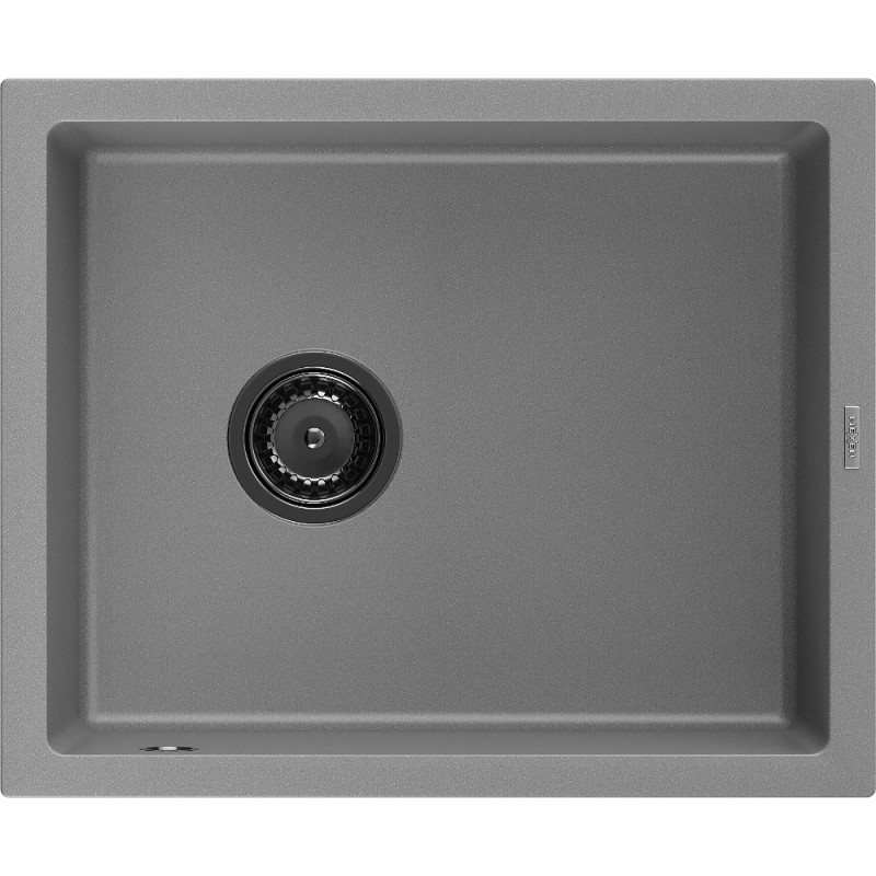 Mexen Pedro chiuvetă granit 1-cameră 560 x 460 mm, gri, sifon negru - 6508561000-71-B