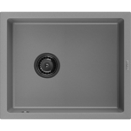 Mexen Pedro chiuvetă de granit cu 1 compartiment 560 x 460 mm, gri, sifon negru - 6508561000-71-B