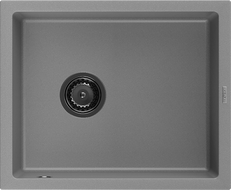 Mexen Pedro 1-medencés gránit mosogató 560 x 460 mm, szürke, fekete szifon - 6508561000-71-B
