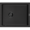 Mexen Pedro 1 rekeszes gránit mosogató 560 x 460 mm, fekete/ezüst metál, fekete szifon - 6508561000-73-B