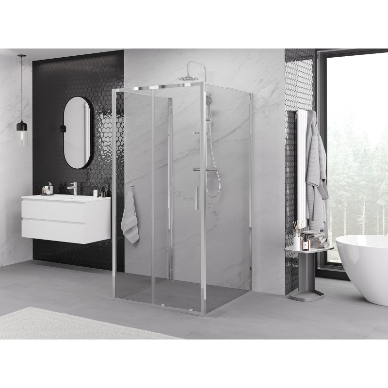 Mexen Exo-S 3S cabina de duș cu 3 pereți glisanți 100 x 100 cm, transparentă, crom - 8151-100-100-01-00-3S