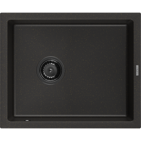 Mexen Pedro 1 rekeszes gránit mosogató 560 x 460 mm, fekete/arany metál, fekete szifon - 6508561000-75-B
