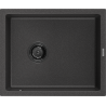 Mexen Pedro egyrekeszes gránit mosogató 560 x 460 mm, fekete foltos, fekete szifon - 6508561000-76-B